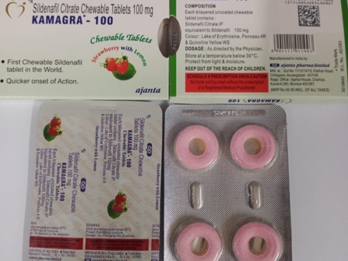 Kamagra-100mg chewable tabs strawberry with lemon(Ajanta)